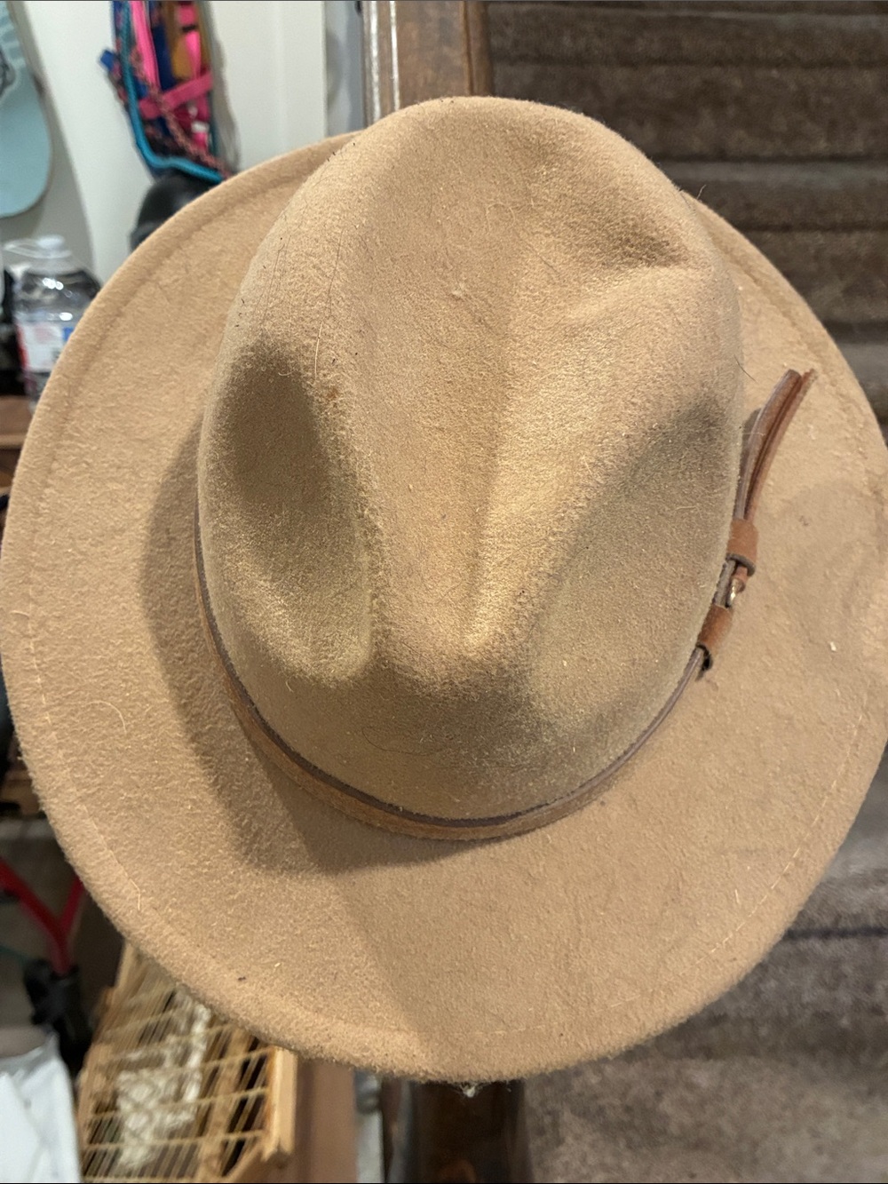 Wool Felt Fedora Hat - Tan